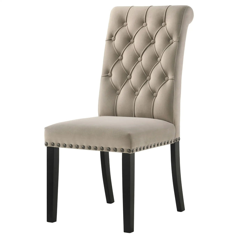 Alana Velvet Upholstered Dining Side Chair Sand (Set of 2) by Unique Piece Furniture