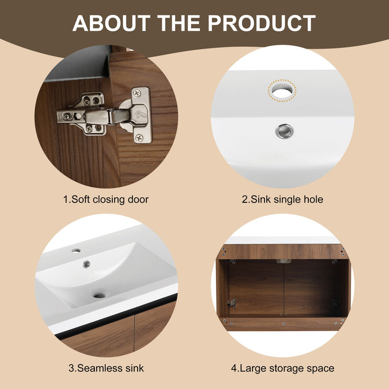 Bathroom Vanity Set With Resin Countertop Sink And 2 Doors, Engineered Wood by HouseOfZazla