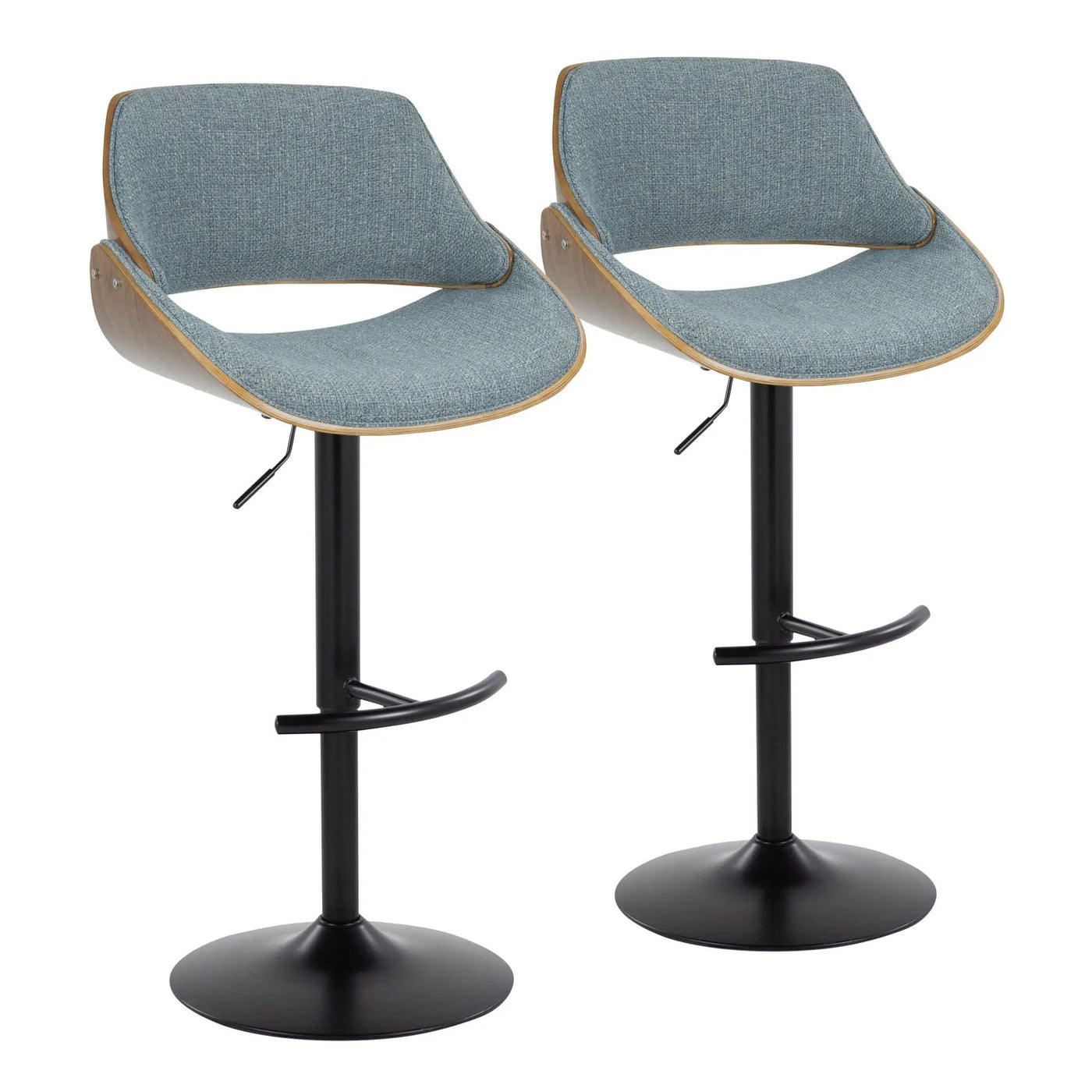 Fabrizzi - Mid Century Modern Adjustable BarStool With Rounded T Footrest (Set of 2) by HouseOfZazla