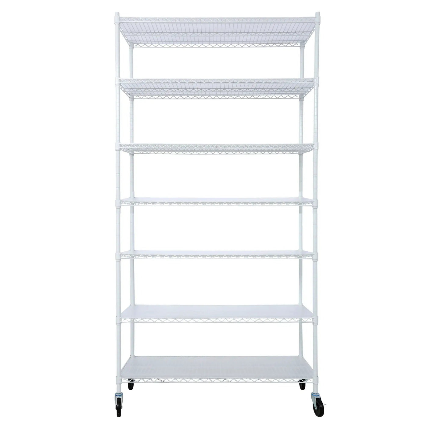 7 Tier Metal Shelf Wire Shelving Unit, 2450Lbs Heavy Duty Adjustable Storage Rack With Wheels & Shelf Liners For Closet Kitchen Garage Basement Commercial Shelving by HouseOfZazla