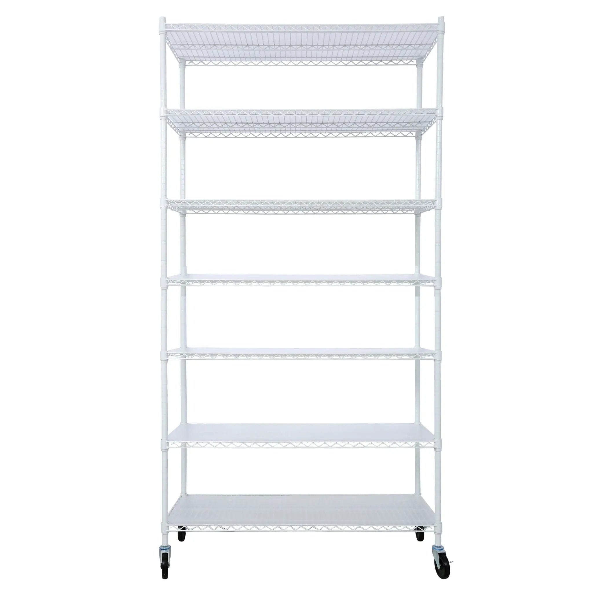 7 Tier Metal Shelf Wire Shelving Unit, 2450Lbs Heavy Duty Adjustable Storage Rack With Wheels & Shelf Liners For Closet Kitchen Garage Basement Commercial Shelving by Unique Piece Furniture