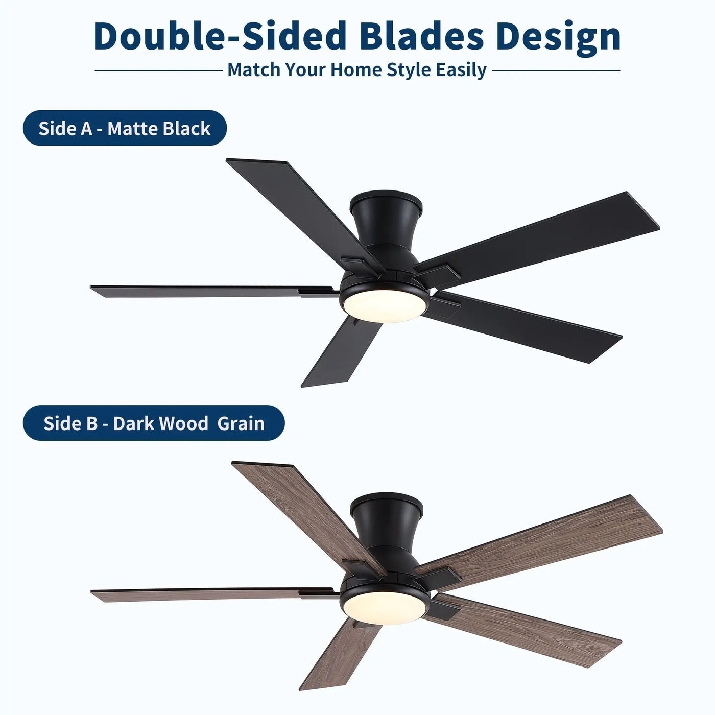 Low Profile Flush Mount Intergrated LED Ceiling Fan With Light And Reversible Quiet Motor by HouseOfZazla