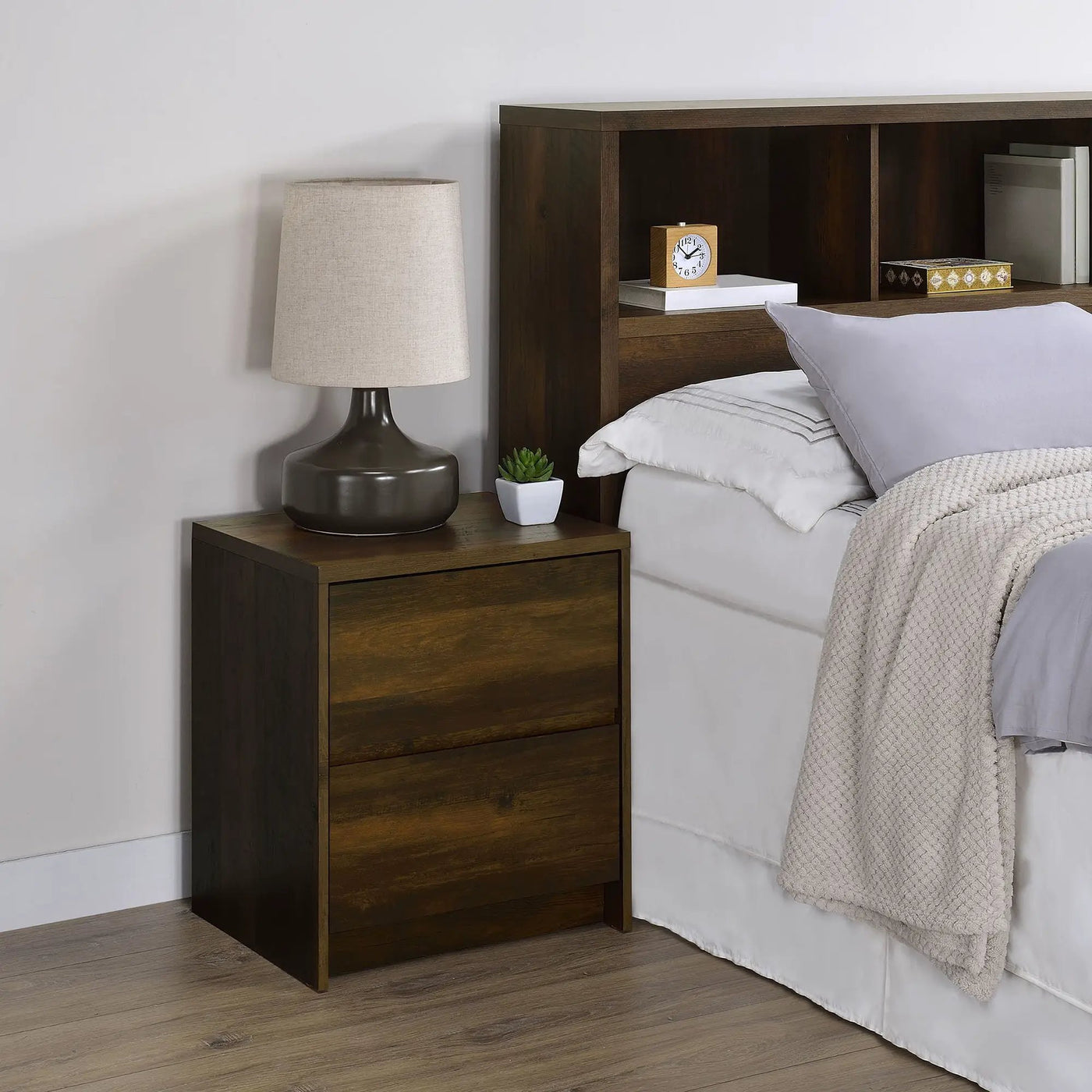 Geary - 2 Drawer Nightstand With LED Lights And USB Charging Ports by HouseOfZazla