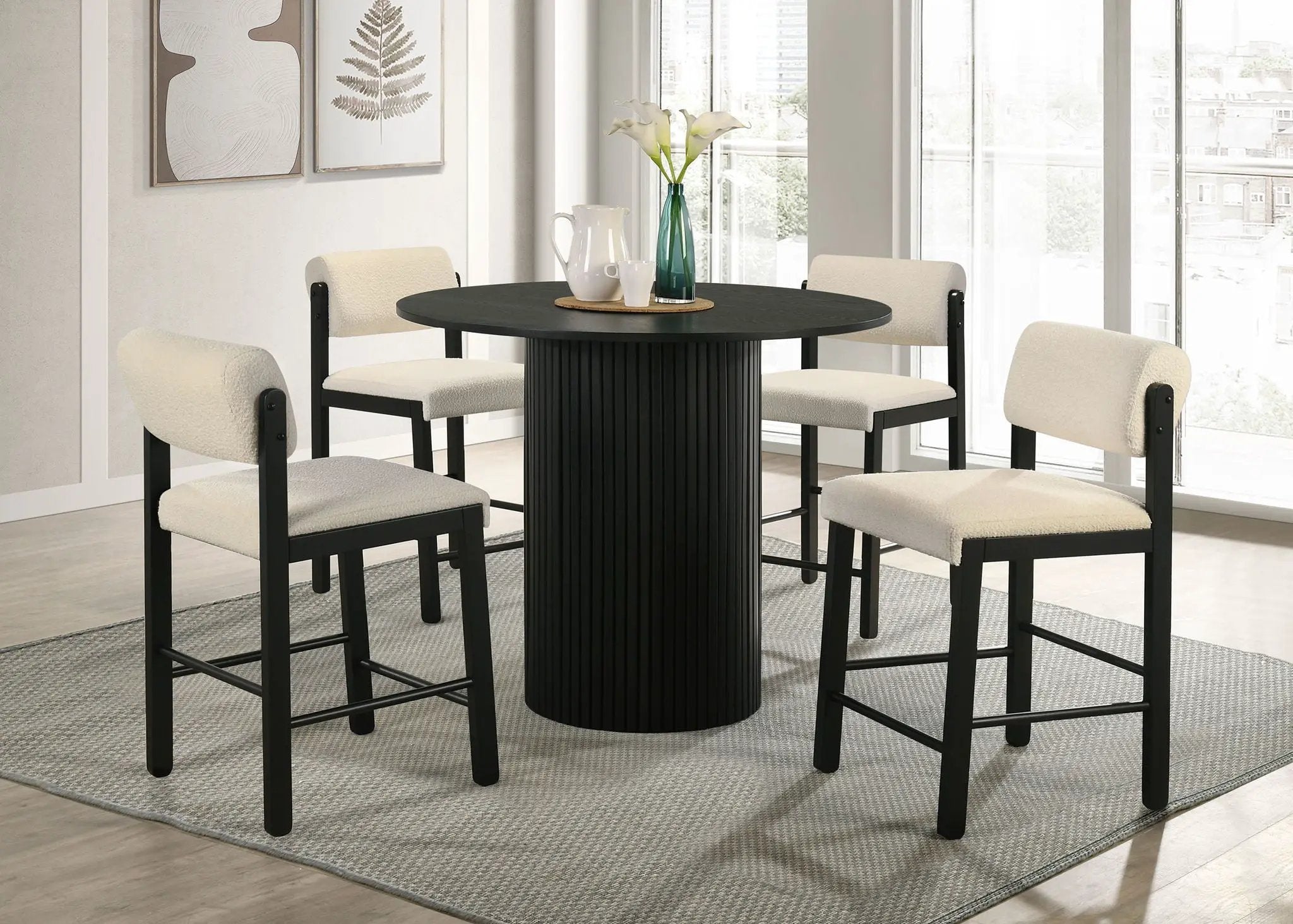 Hamlyn 43-inch Round Wood Counter Height Dining Table Black by Unique Piece Furniture