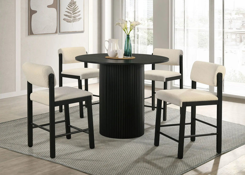 Hamlyn 43-inch Round Wood Counter Height Dining Table Black by Unique Piece Furniture