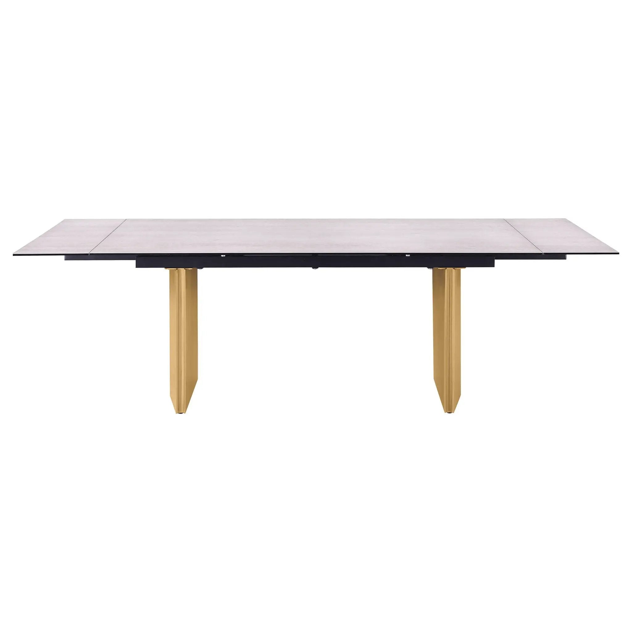 Vesa 97-inch Glass Top Extension Dining Table Beige by Unique Piece Furniture