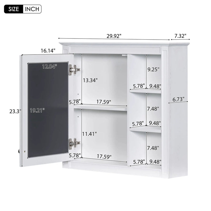 Bathroom Vanity With Medicine Cabinet, Royal Mirror Cabinet, Modern Bathroom Storage Cabinet With 2 Soft Closing Doors And 4 Drawers by HouseOfZazla