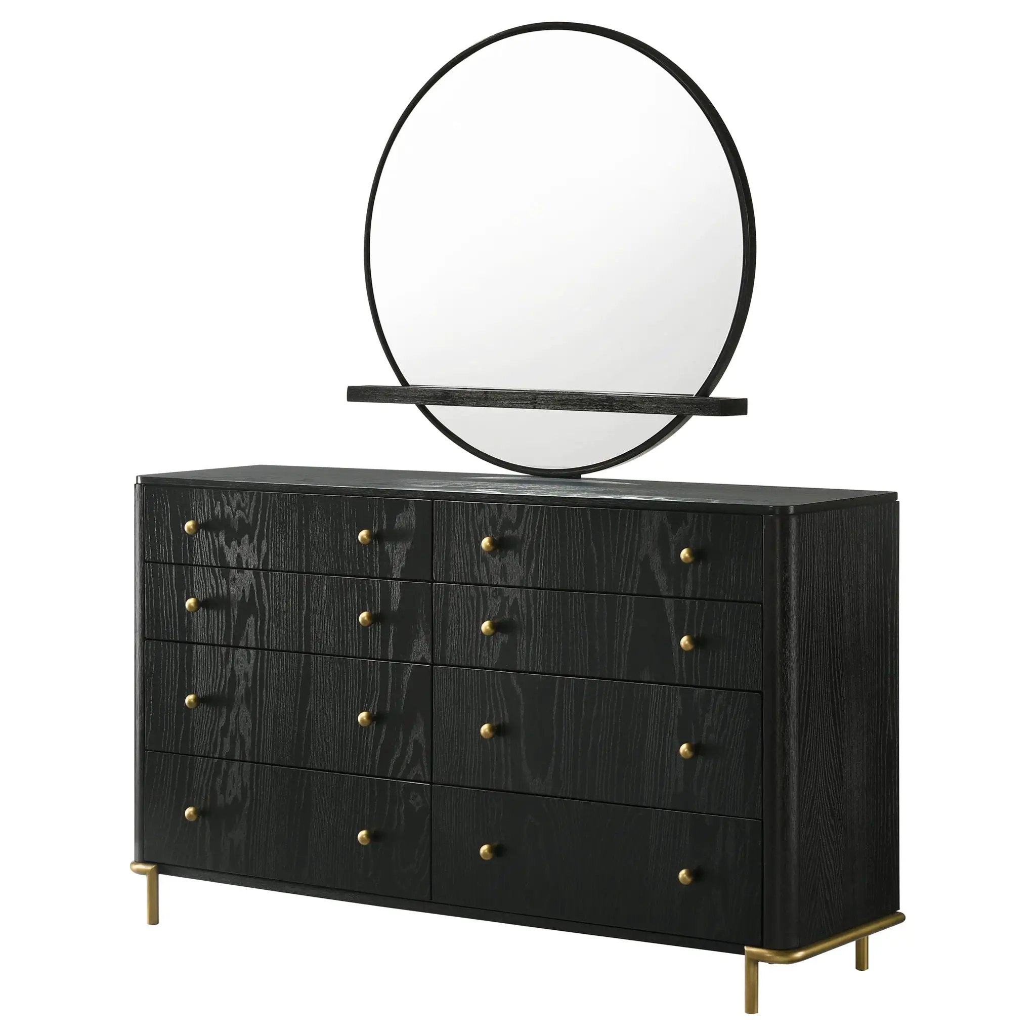 Arini 8-drawer Dresser with Mirror Black by Unique Piece Furniture