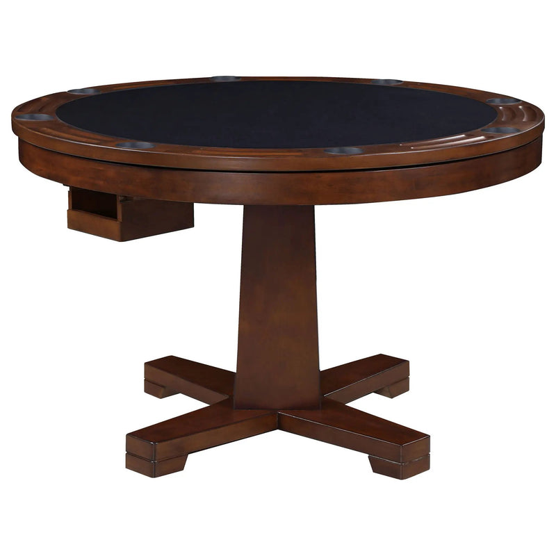 Calloway - Round Game Table With Pedestal Base - Dark Brown by HouseOfZazla