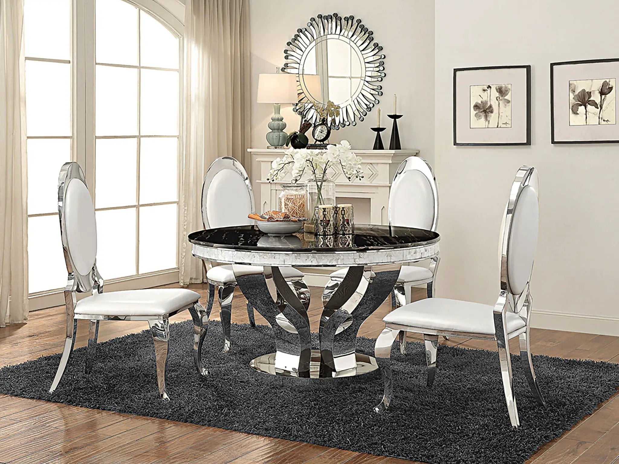 Anchorage Round 51-inch Glass Top Dining Table Chrome by Unique Piece Furniture