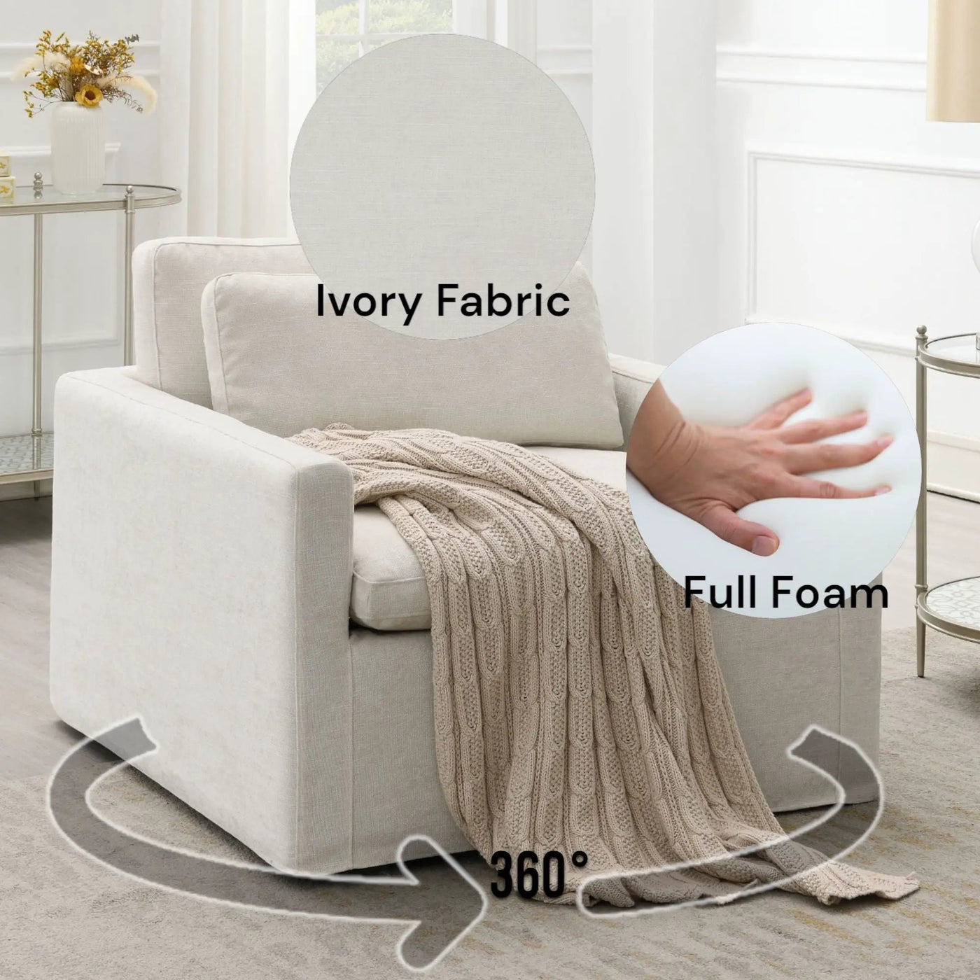 Naveen - Swivel Chair With 1 Toss Pillow by HouseOfZazla