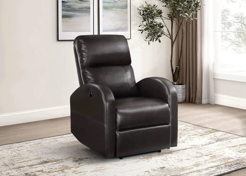 Grant Upholstered Power Recliner Chair Brown by Unique Piece Furniture