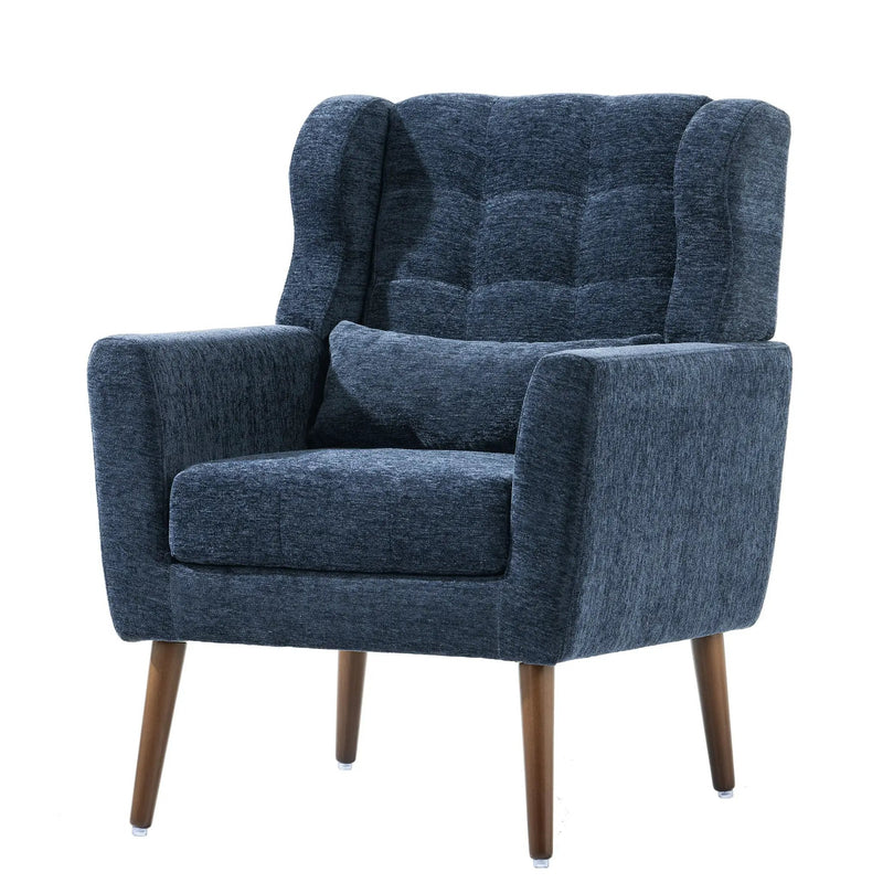 Modern Accent Chair, Arm Chairs For Living Room, Upholstered Mordern Armchair, Comfy Soft Padded Lounge Chair In Small Space, Bedroom, With Pillow, Solid Wood Leg by Unique Piece Furniture