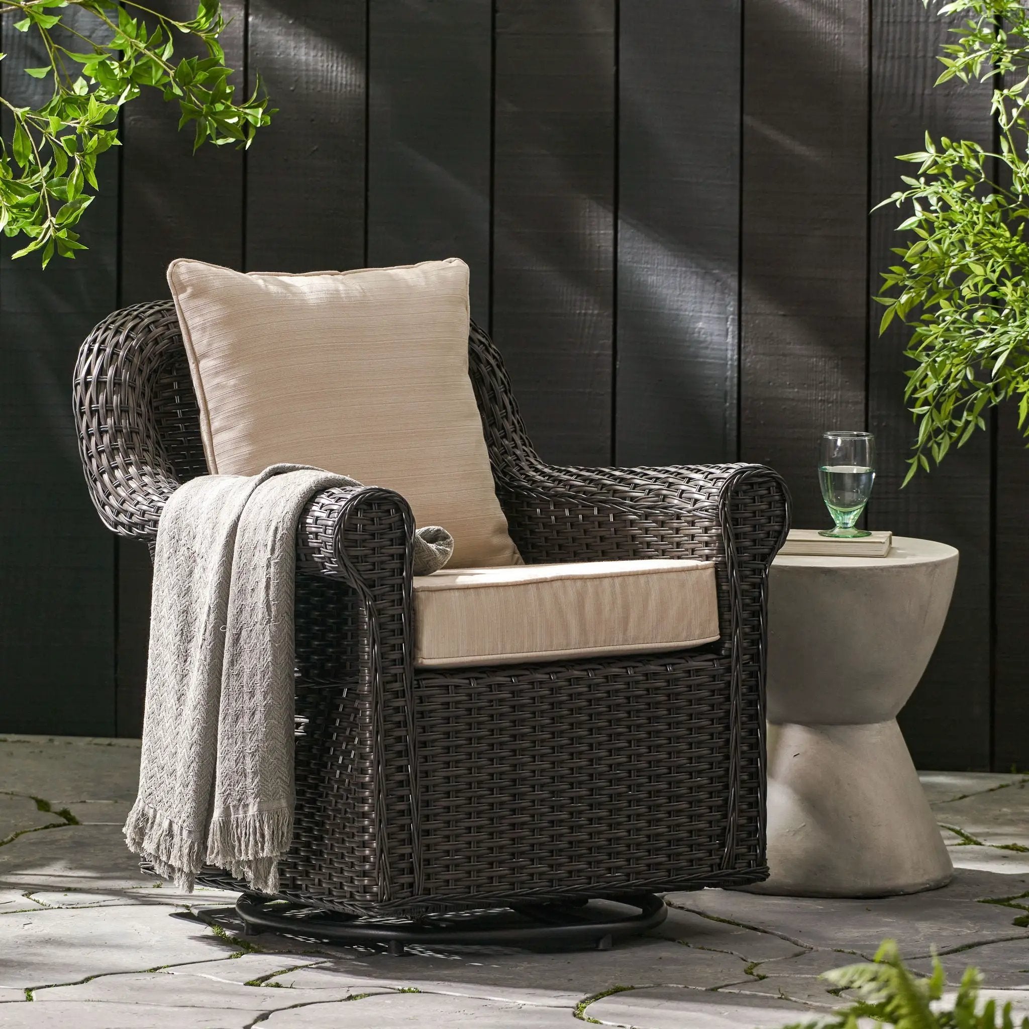Amaya Outdoor Swivel Rocker Chair with Water Resistant Cushions by HouseOfZazla