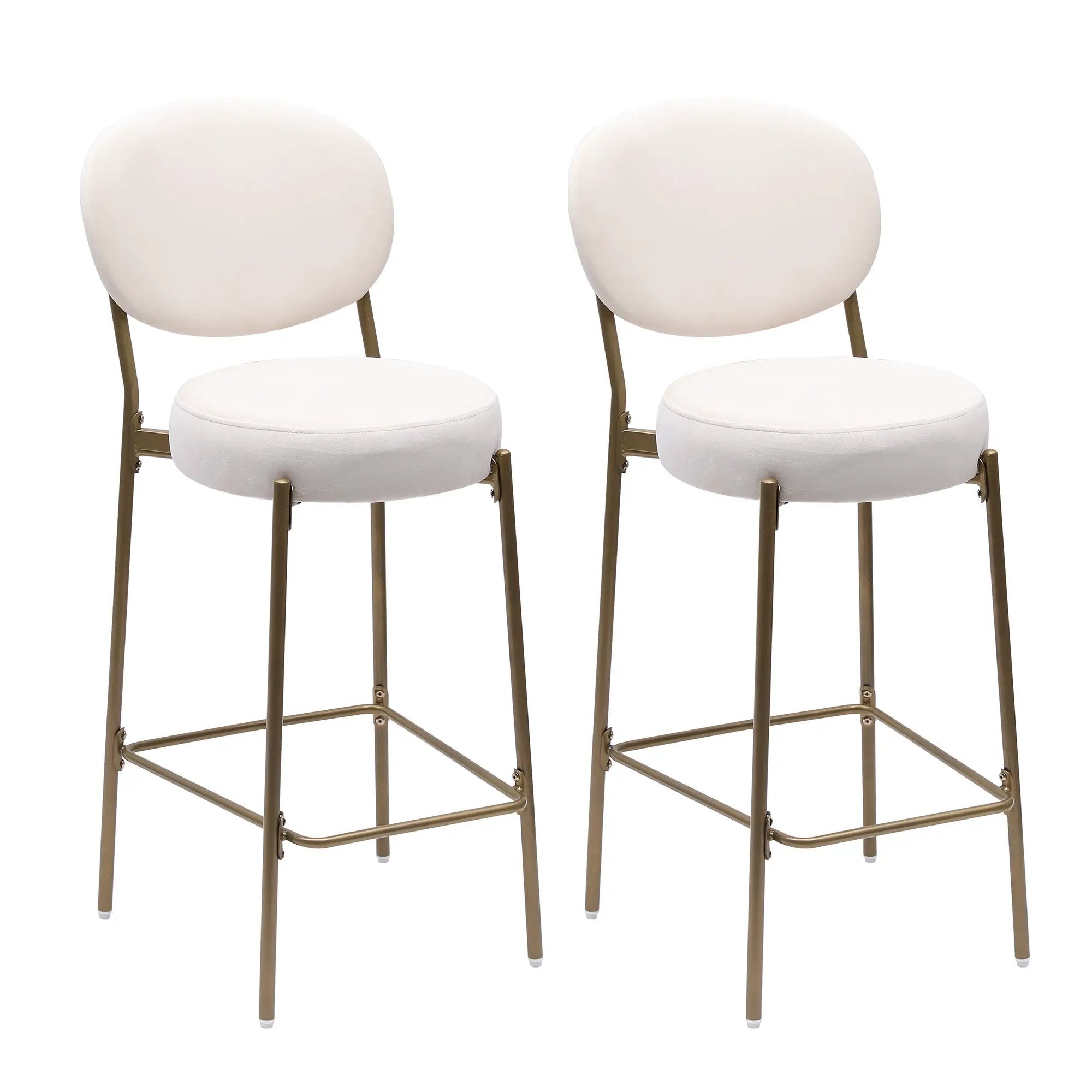 29'' Upholstered Velvet Bar Stools with Backrest & Footrest - Set of 2 by HouseOfZazla
