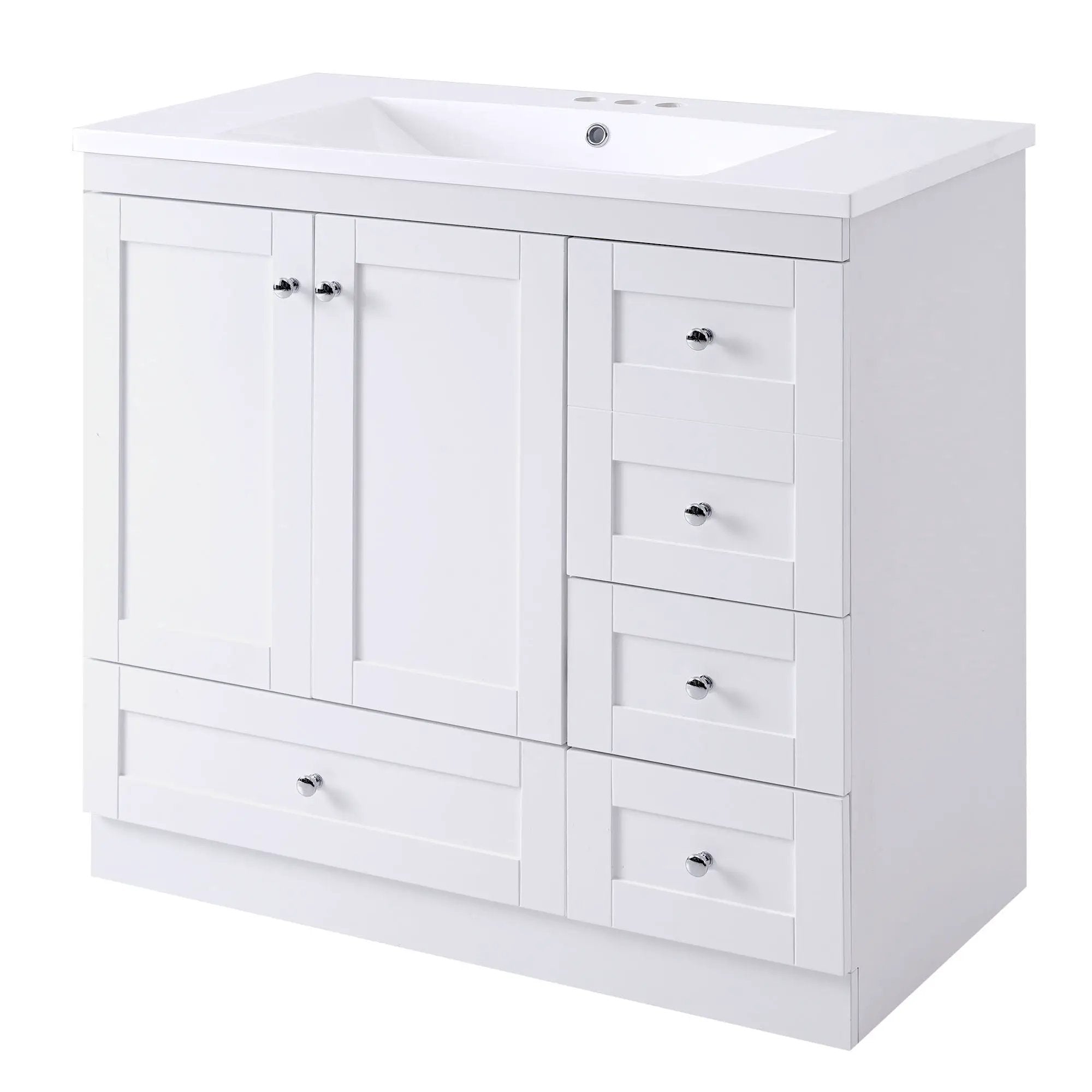 Shaker Free Standing Bathroom Vanity Cabinet With Sink, Soft Close Drawers, Soft Close Doors by HouseOfZazla