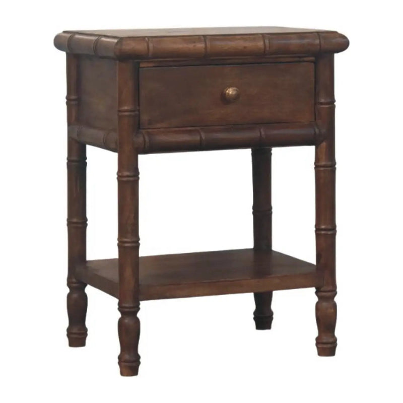 Solid Wood Bamboo Carved Bedside Table by HouseOfZazla