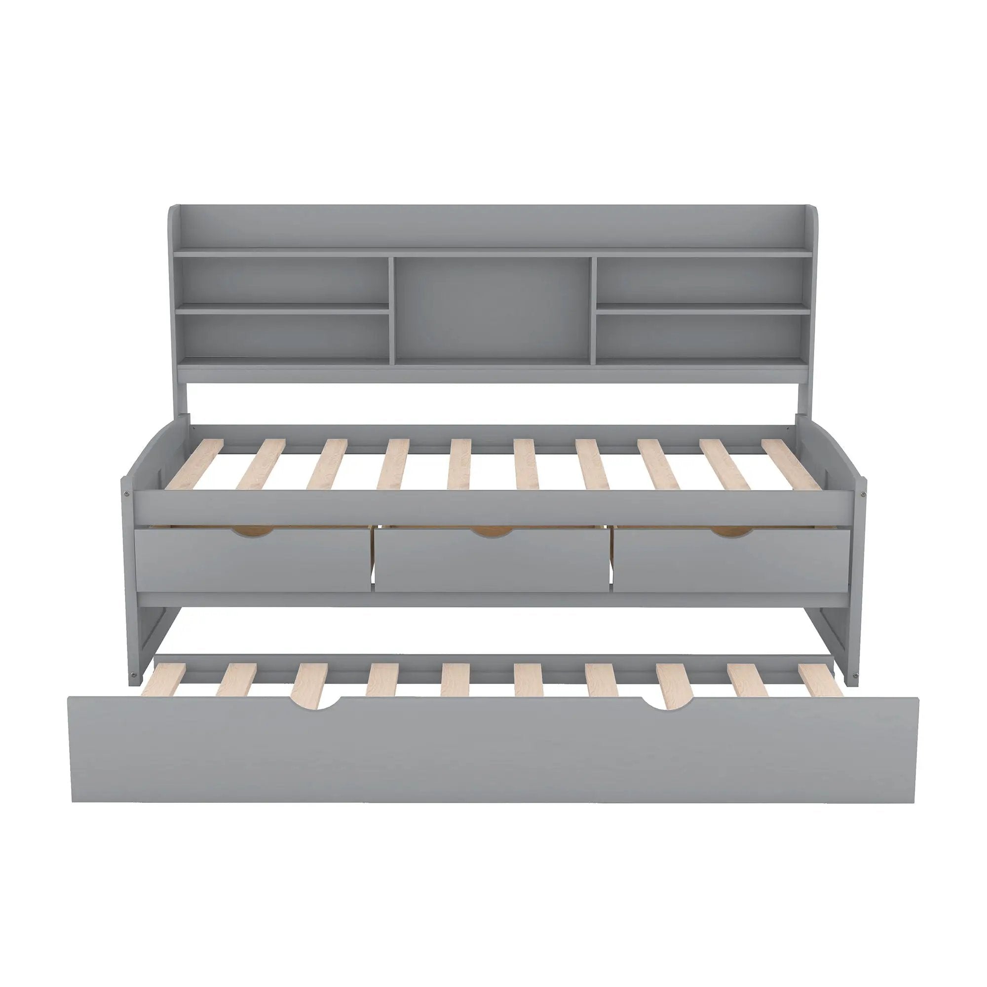 Captain Bed With Built In Bookshelves, 3 Storage Drawers, And Trundle by Unique Piece Furniture