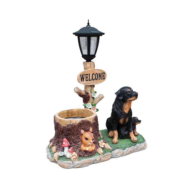 Rottweiler Dog Family Planter Statue by HouseOfZazla