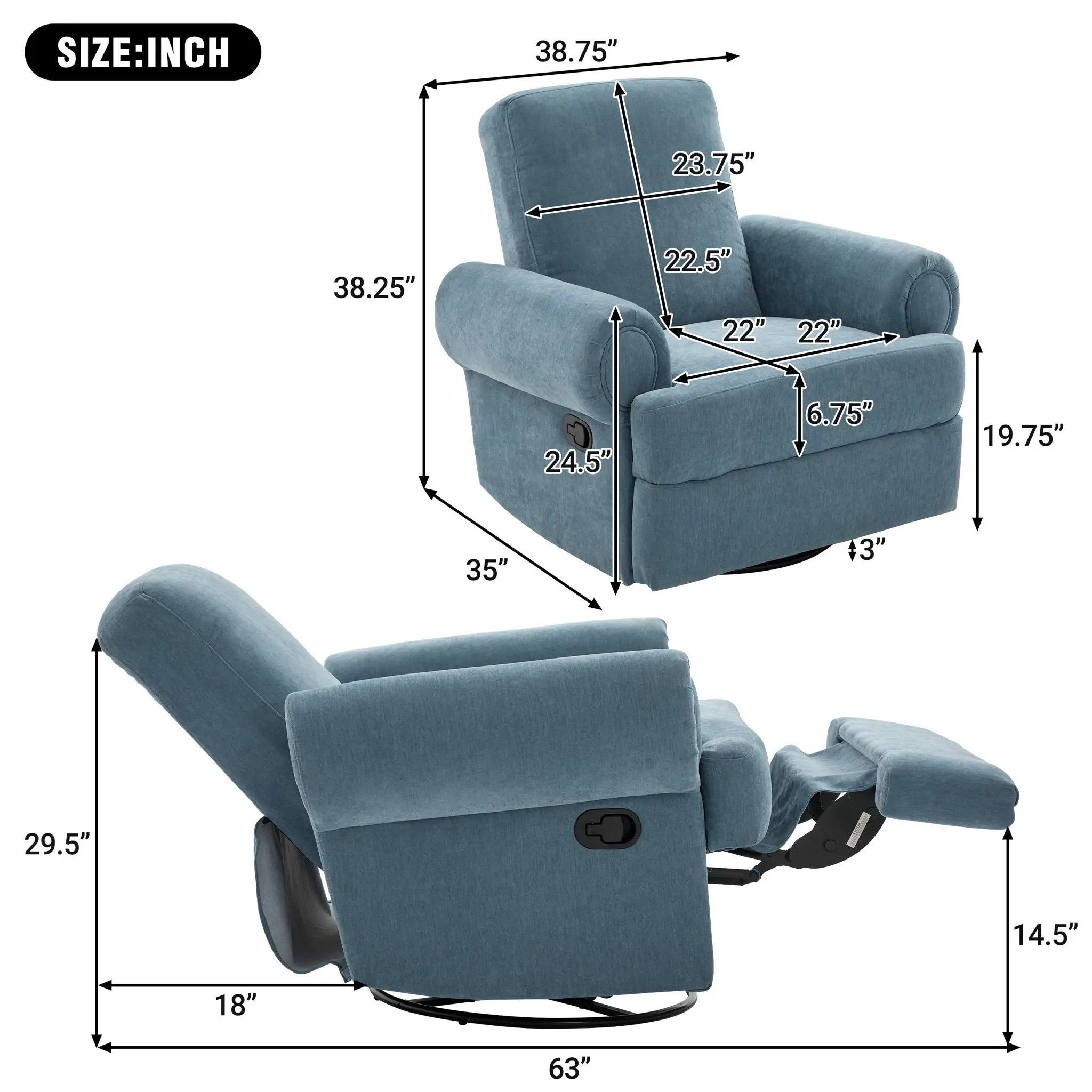 Manual Swivel Recliner Rocker Chair With Adjustable Backrest by HouseOfZazla