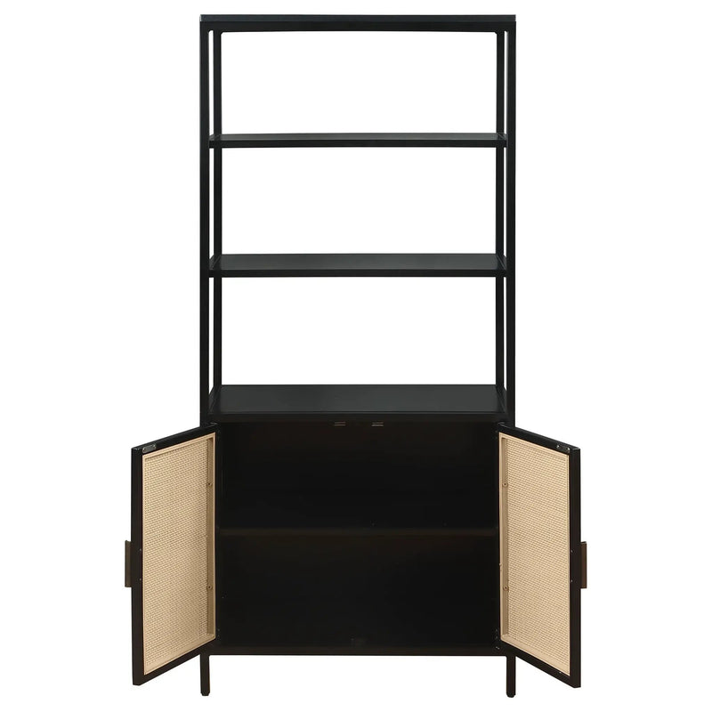 Amherst 3-shelf Radio Weave Cane Metal Accent Cabinet Black by Unique Piece Furniture