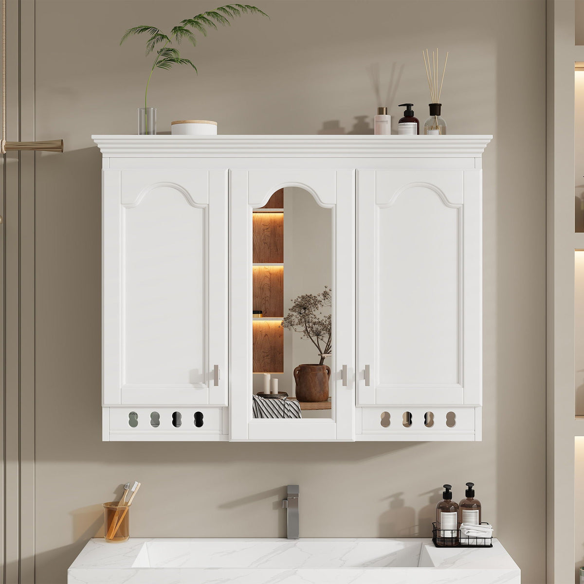 Wall Mount Mirror Cabinet with Adjustable Shelves - Soft Close - White or Blue, photo 21 of 29