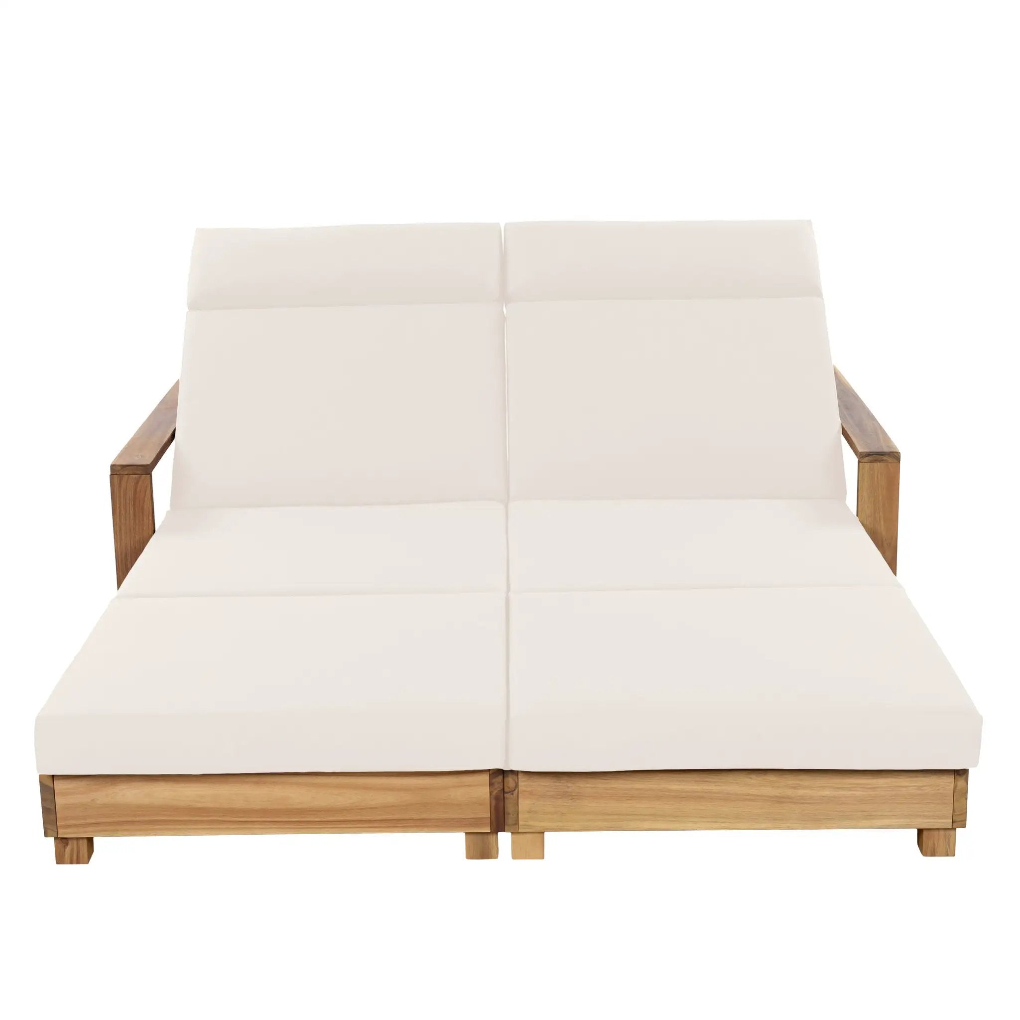 Double Acacia Wood Chaise Lounge Set by HouseOfZazla