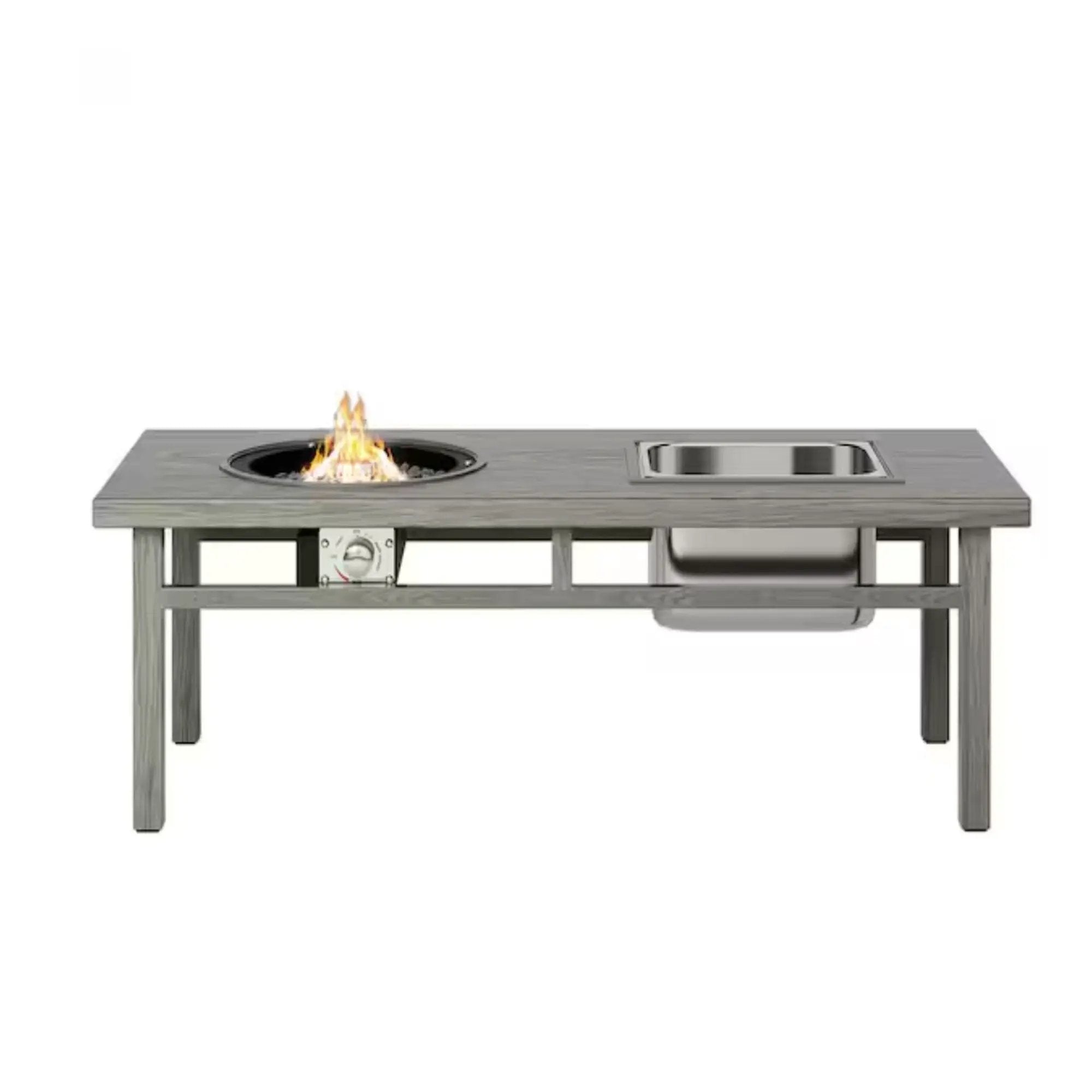3 In 1 Outdoor Propane Fire Pit Table 50, 000 BTU With Ice Bucket - Gray by HouseOfZazla