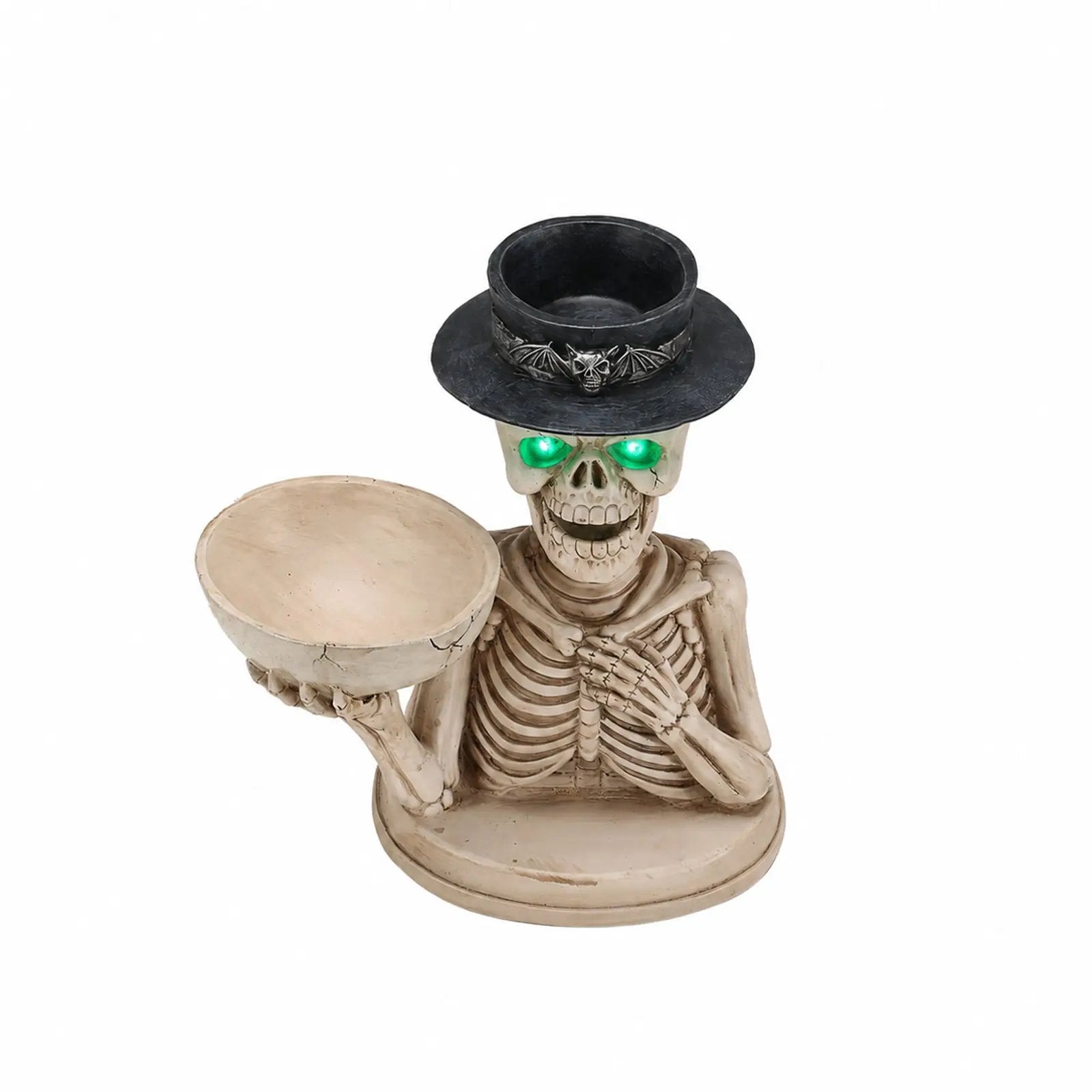 Halloween Skeleton Figurine with Storage Bowl & Candle Holder by HouseOfZazla
