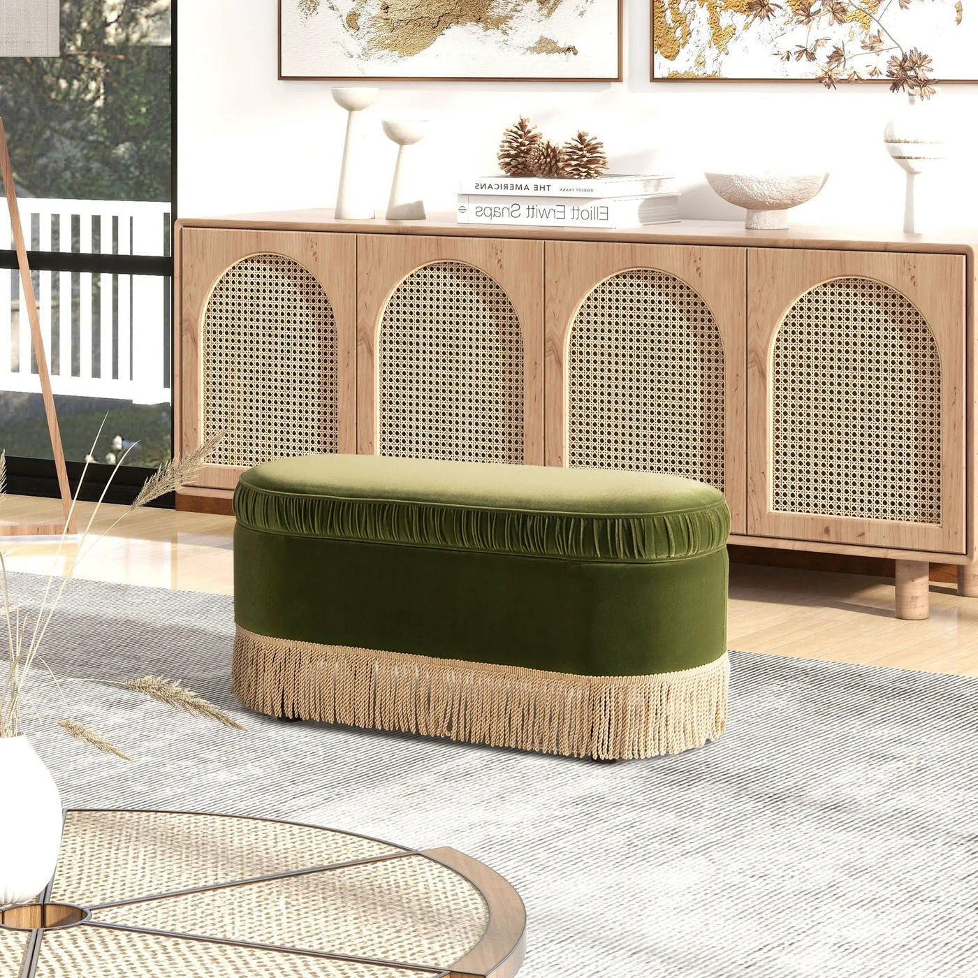 Serena - Contemporary Design Oval Storage Bench Ottoman by HouseOfZazla