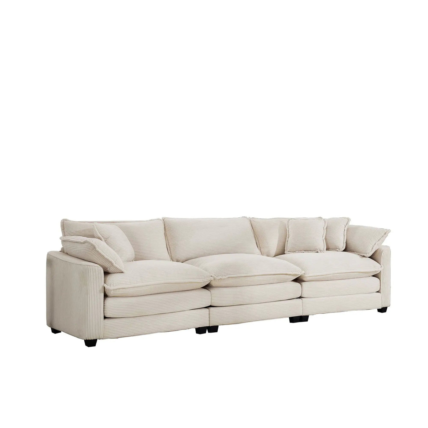 Mid-Century Modern 3 Seater Sectional Sofa With Arm And Throw Pillows by Unique Piece Furniture