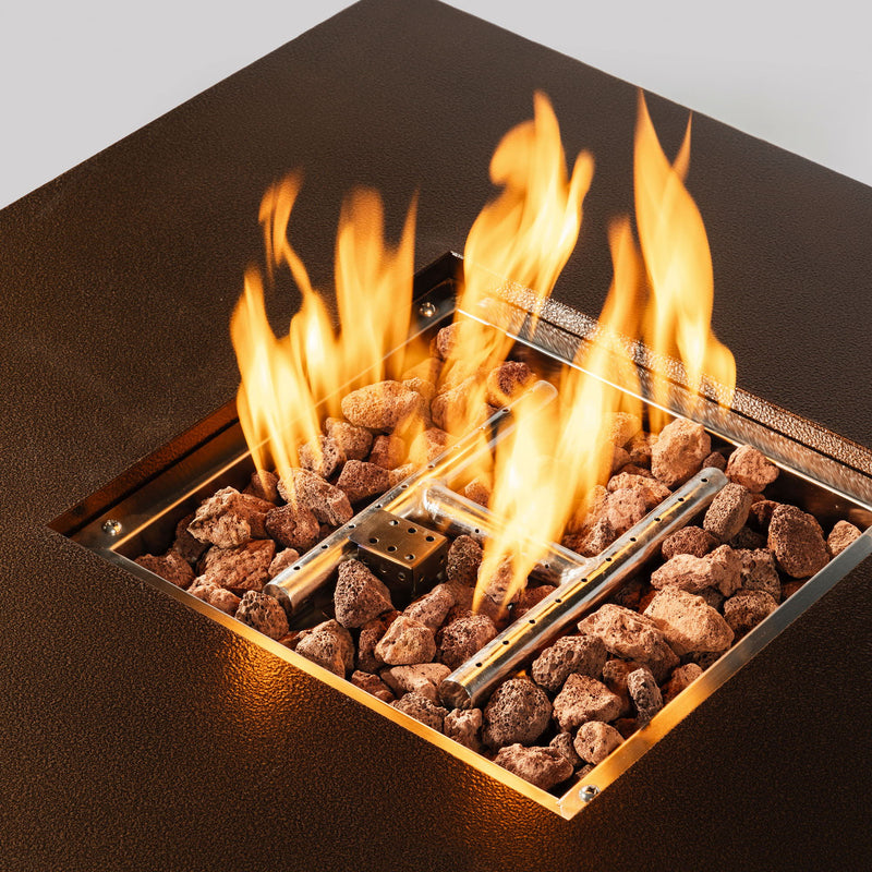 Propane Gas Fire Pit Table, 50000 Btu Square For Outside - Brown by HouseOfZazla