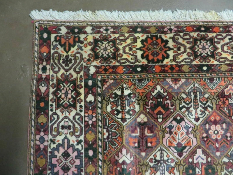 Antique Persian Bakhtiari Rug 7x10 - Multicolor Repeated Panel Design - Vegetable Dyed Rug - Hand Knotted Wool Room Sized Oriental Carpet 7 x 10 Rug by Jewel Rugs