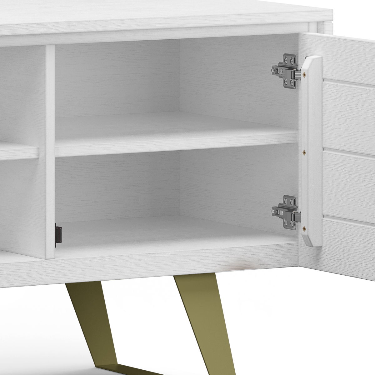 Handcrafted Acacia Wood TV Stand with Metal Legs - Light Brown, Dark Brown, White, photo 25 of 31