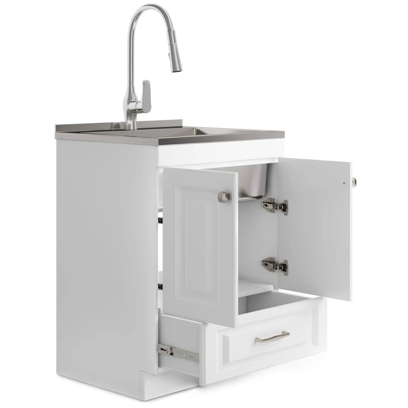 Lawrence - Laundry Cabinet With Faucet And Stainless Steel Sink by HouseOfZazla