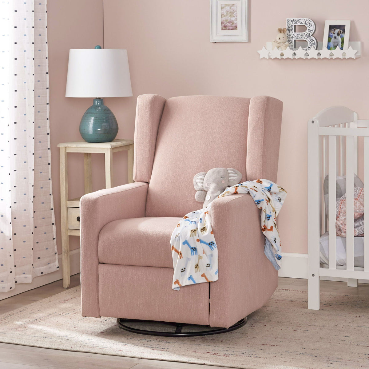 Landau Contemporary Fabric Upholstered Swivel Recliner, photo 16 of 21