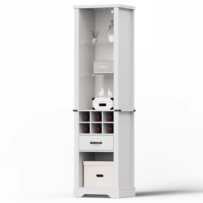 75'' Tall Storage Cabinet with LED Light, Farmhouse Style by HouseOfZazla