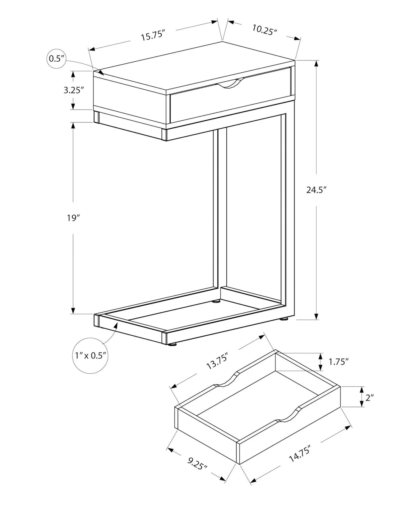 Accent Table, C - Shaped Contemporary Elegant Desig by Unique Piece Furniture