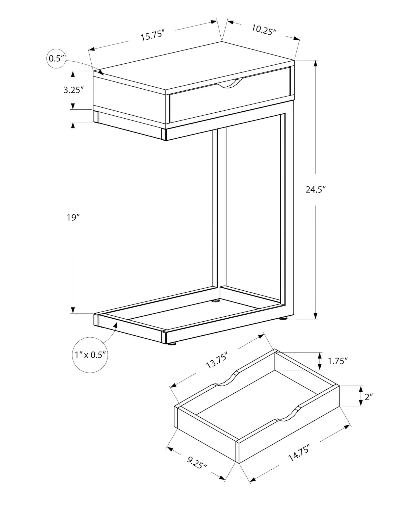 Accent Table, C - Shaped Contemporary Elegant Desig by Unique Piece Furniture