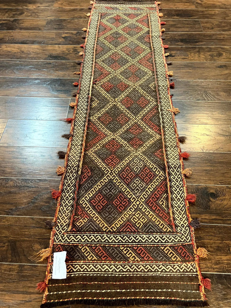 Tribal Runner Rug 2x8, Pakistani Turkoman Runner, Wool Handmade Vintage Rug by Jewel Rugs