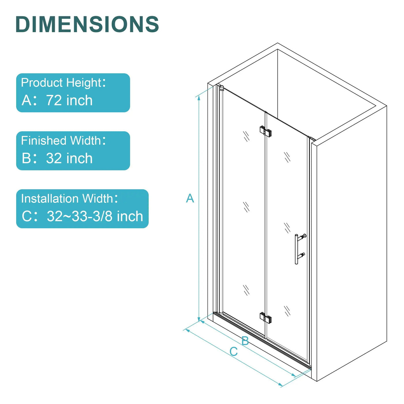 Fold Frameless Shower Door With Tempered Glass by HouseOfZazla