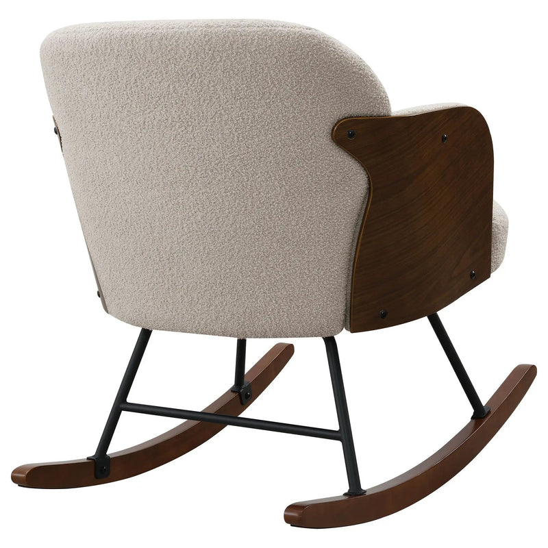 Paige Boucle Upholstered Mid Back Rocking Chair Beige by Unique Piece Furniture