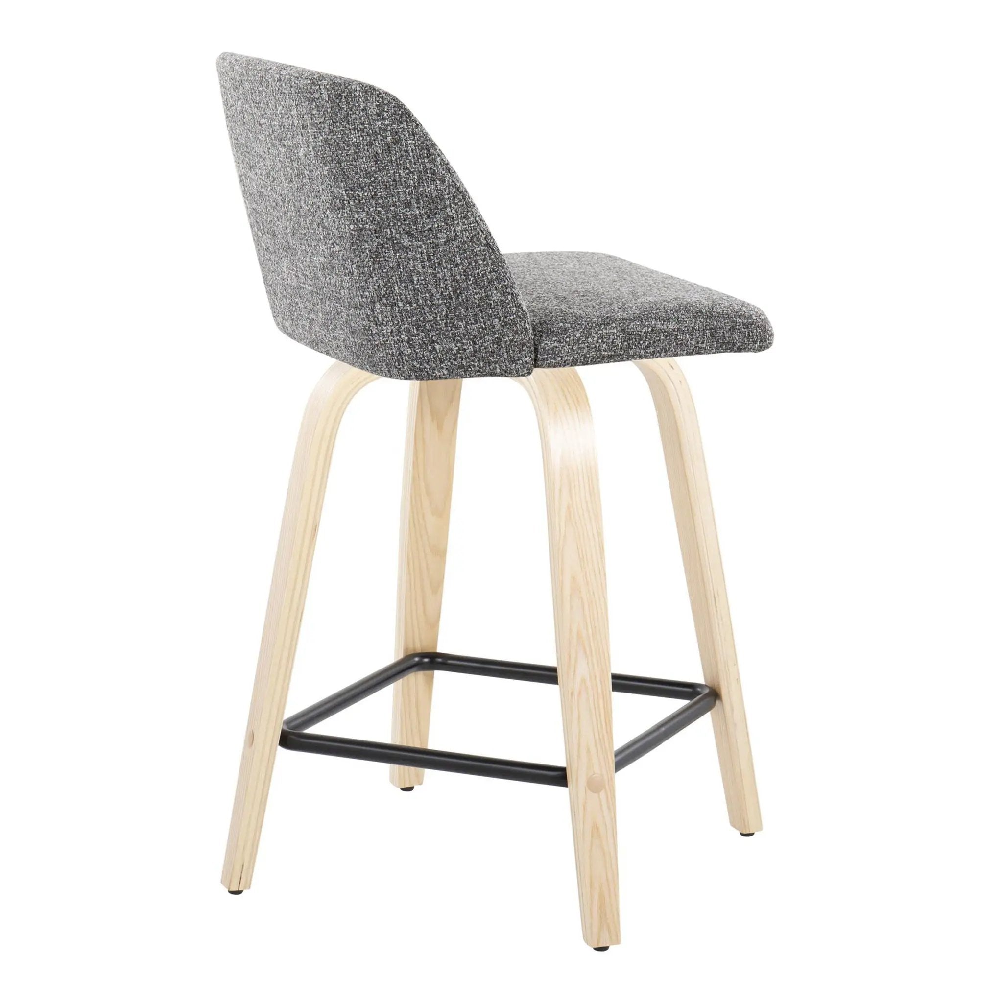 Toriano - Contemporary Modern Design Fixed Height Counter Stool With Swivel With Square Footrest (Set of 2) by HouseOfZazla