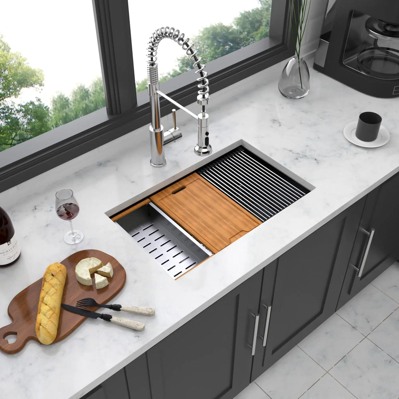Workstation Kitchen Sink, Single Bowl Undermount by HouseOfZazla