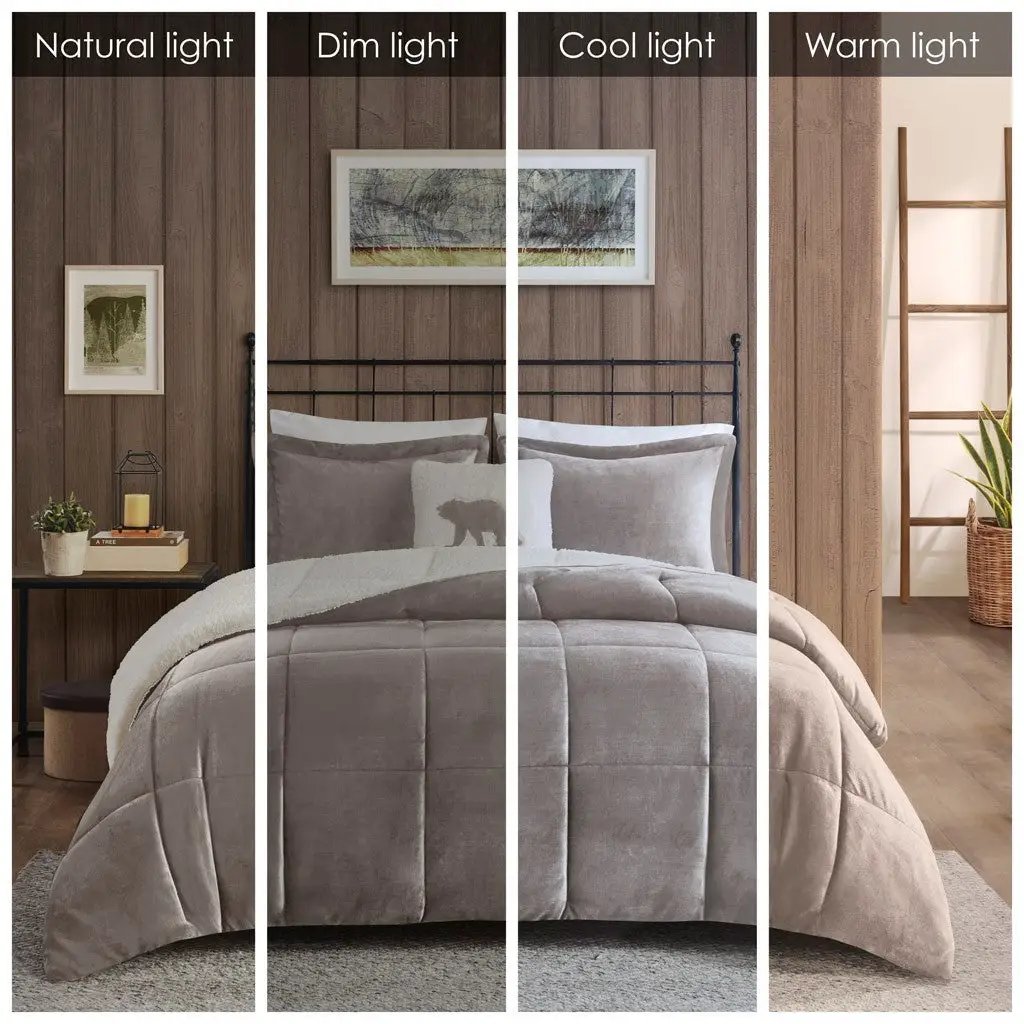 Full/Queen Plush to Sherpa Down Alternative Comforter Set by HouseOfZazla