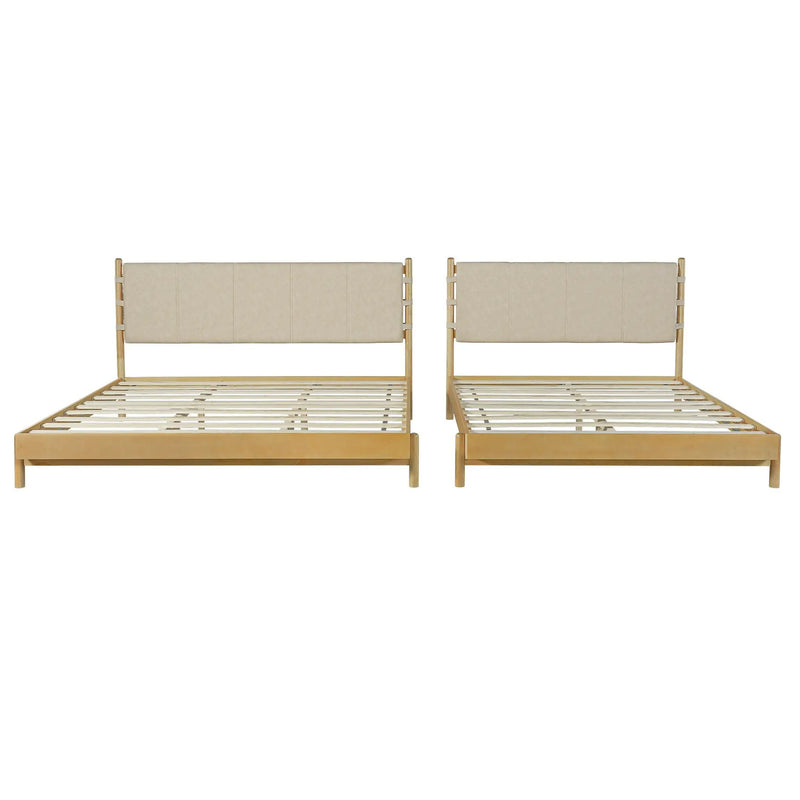 Premium Rubber Wood Platform Bed Frame, Queen Size with Headboard by HouseOfZazla