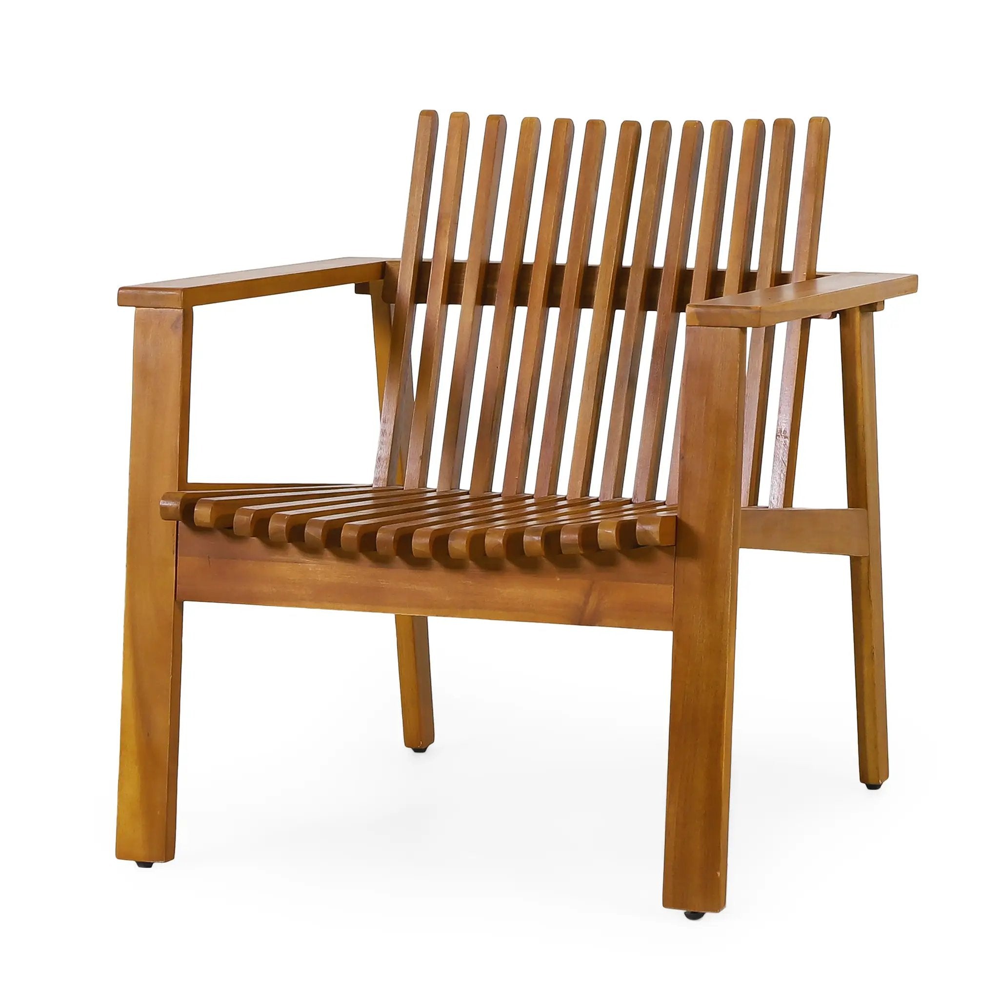 Outdoor Acacia Wood Slatted Club Chairs, Set of 2, Teak Finish by HouseOfZazla