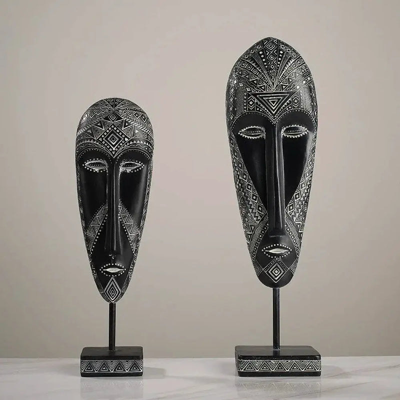 African Tribal Face Mask Decorative Sculpture for Home Decor by House Of Avana