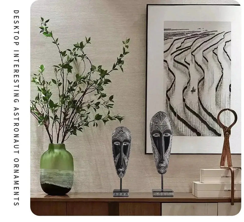 African Tribal Face Mask Decorative Sculpture for Home Decor by House Of Avana