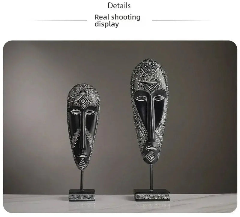 African Tribal Face Mask Decorative Sculpture for Home Decor by House Of Avana